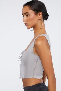 NEUTRAL GREY Ribbed Lace-Up Crop Top, image 2