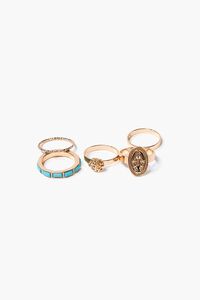 BLUE/GOLD Faux Turquoise Ring Set, image 1