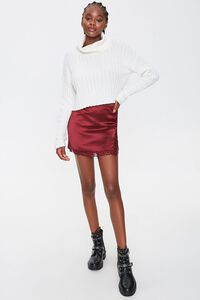 WINE Satin Lace-Trim Mini Skirt, image 5