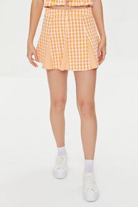 MARIGOLD/PINK Mixed Plaid Mini Skirt, image 2