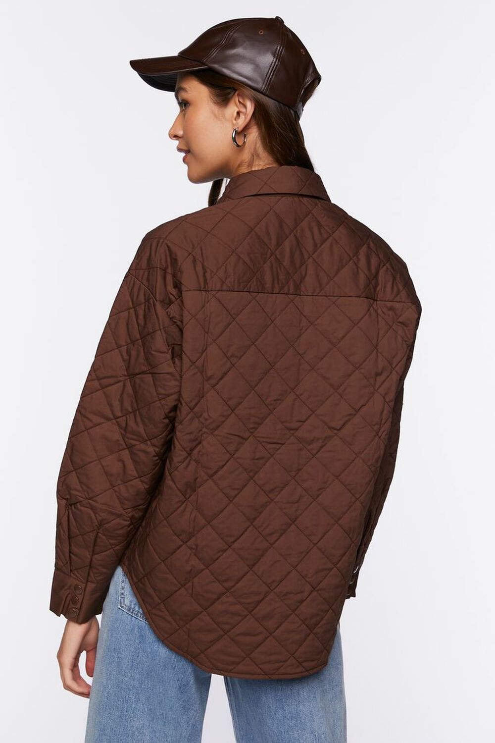 CHOCOLATE Quilted Dolphin-Hem Shacket, image 3