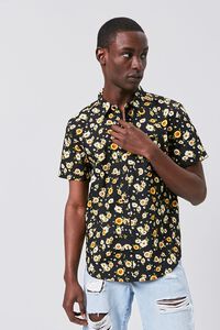 BLACK/MULTI Fitted Daisy Print Shirt, image 6