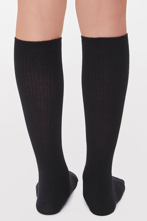 BLACK Ribbed Knee-High Socks, image 3