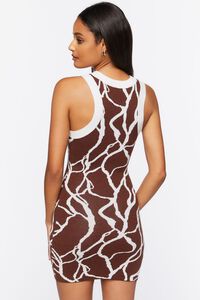 BROWN/WHITE Abstract Print Sweater-Knit Dress, image 3
