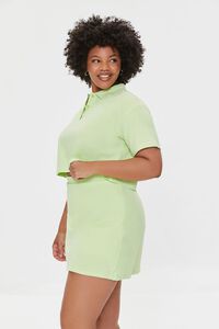 PISTACHIO Plus Size Polo Shirt & Mini Skirt Set, image 2