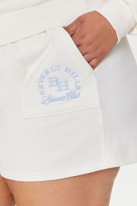 CREAM/BLUE Plus Size Embroidered Beverly Hills Sweatshorts, image 6
