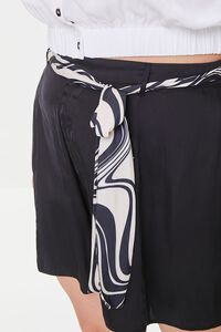 Plus Size Sash Belt Satin Shorts, image 6