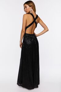 BLACK Sequin Open-Back Maxi Dress, image 3