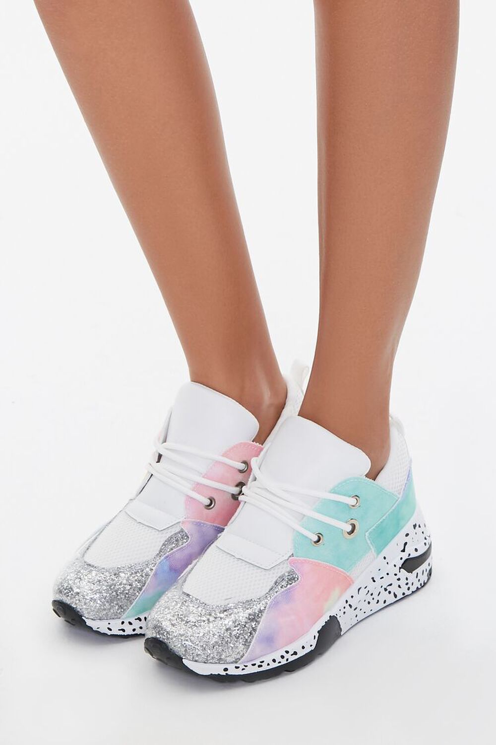 FUCHSIA/MULTI Glitter-Toe Patternblock Sneakers, image 1