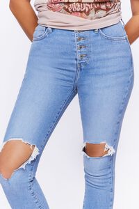 LIGHT DENIM Recycled Cotton Distressed Skinny Jeans, image 4