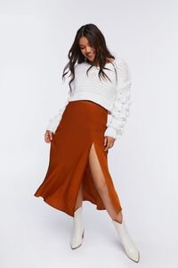 ROOT BEER Satin Side-Slit Midi Skirt, image 2