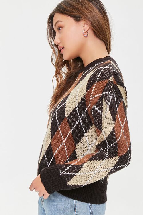 BROWN/MULTI Argyle Drop-Sleeve Sweater, image 2