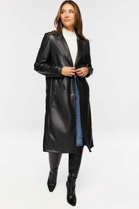 BLACK Faux Leather Trench Coat, image 1