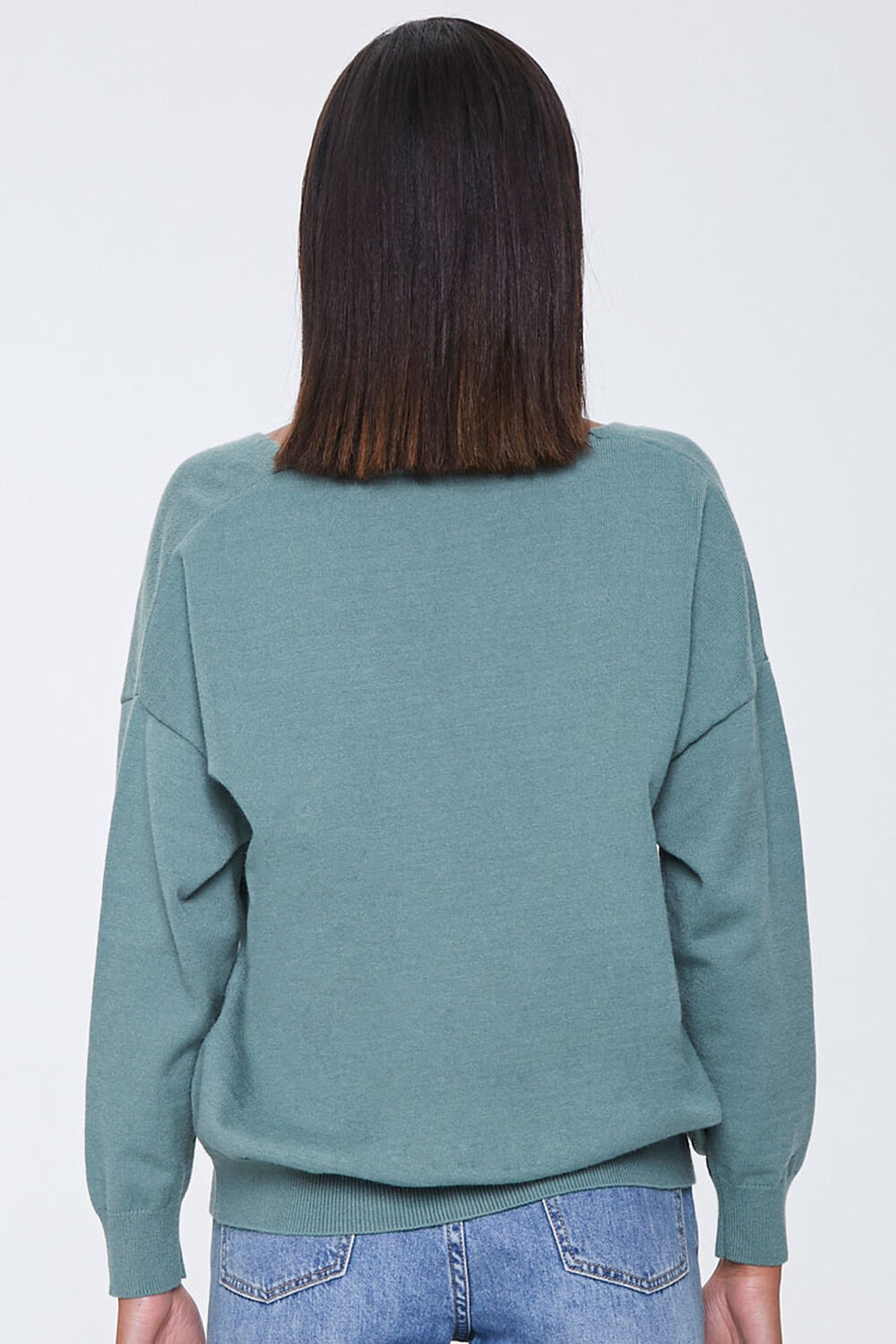 SEA GREEN Ribbed Button-Front Cardigan, image 3