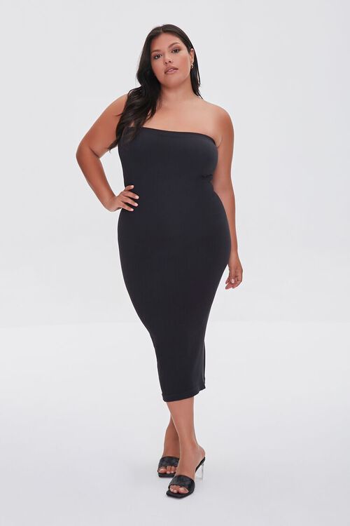 BLACK Plus Size Bodycon Tube Dress, image 1