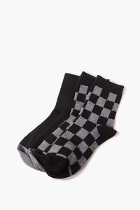 BLACK/GREY Kids Checkered Crew Sock Set - 2 pack (Girls + Boys), image 2