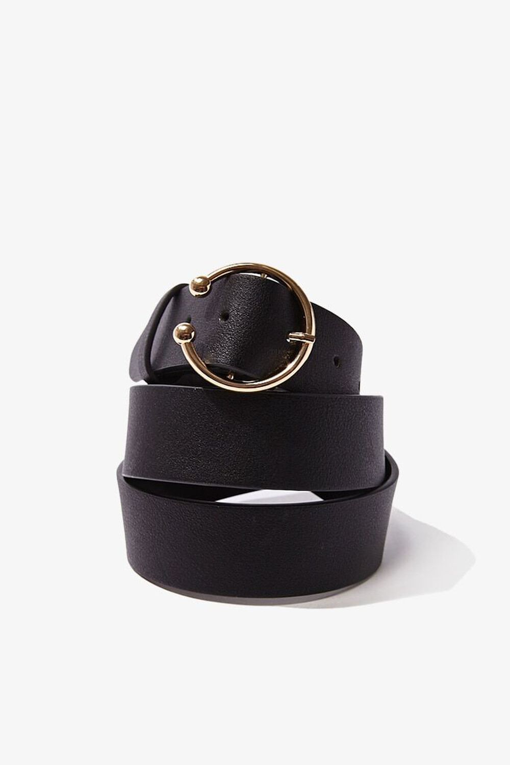 BLACK/GOLD Faux Leather O-Ring Belt, image 1