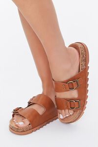 TAN Faux Leather Buckled Sandals, image 1