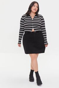 BLACK/WHITE Plus Size Sweater-Knit Crop Top, image 4