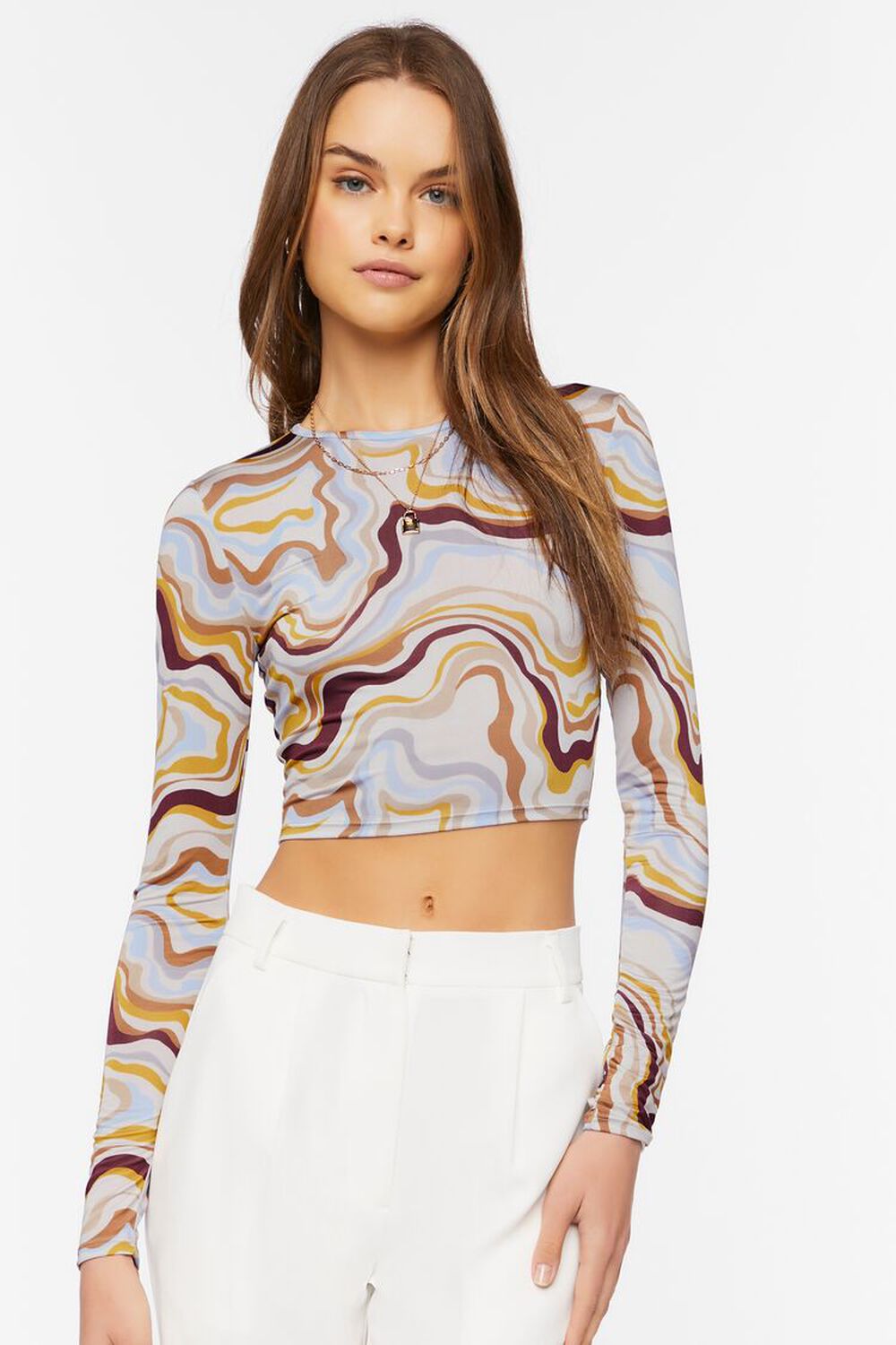Abstract Marble Print Crop Top, image 1