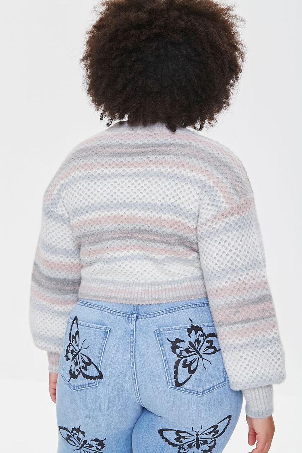 SAGE/MULTI Plus Size Striped Fuzzy Knit Sweater, image 3