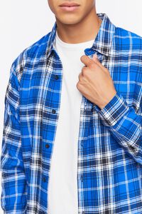 BLUE/MULTI Flannel Plaid Curved-Hem Shirt, image 5