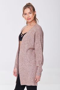 DARK BROWN Marled Open-Front Cardigan Sweater, image 2