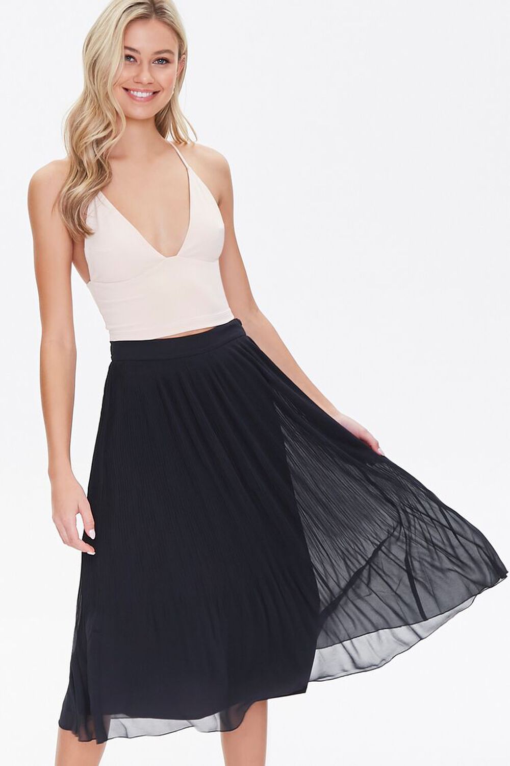 BLACK Knee-Length Pleated Skirt, image 1