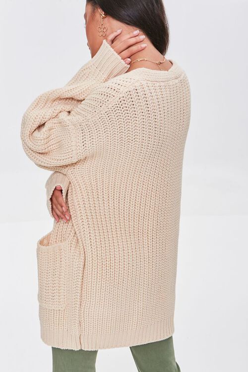 IVORY Chunky Knit Cardigan Sweater, image 3