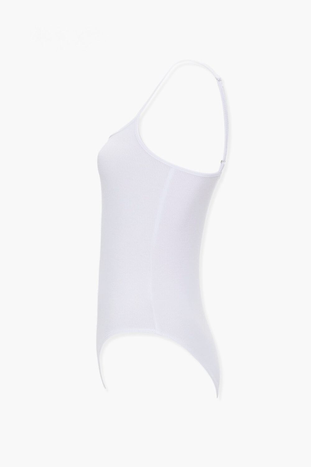 WHITE Ribbed Knit Cami Bodysuit, image 2