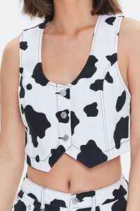 CREAM/MULTI Cow Print Cropped Vest, image 5
