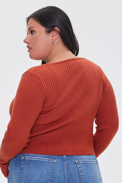 RUST Plus Size Ribbed Cardigan Sweater, image 3