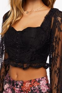 BLACK Lace Hook-and-Eye Crop Top, image 5