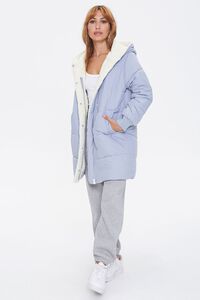 DUSTY BLUE/CREAM Faux Shearling-Lined Puffer Jacket, image 4