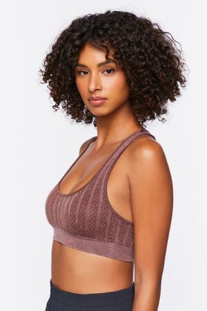 Brown Ribbed Sports Bras