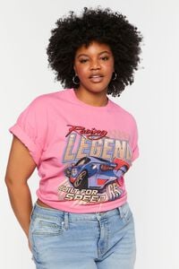 PINK/MULTI Plus Size Racing Legend Graphic Tee, image 1