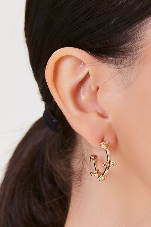 GOLD Rose Necklace & Hoop Earring Set, image 5