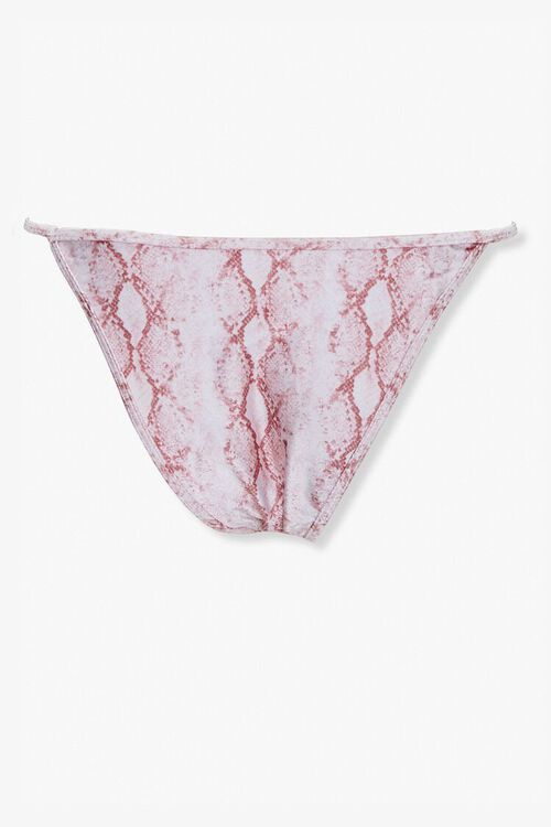 WHITE/ROSE Snakeskin Print String Bikini Bottoms, image 3