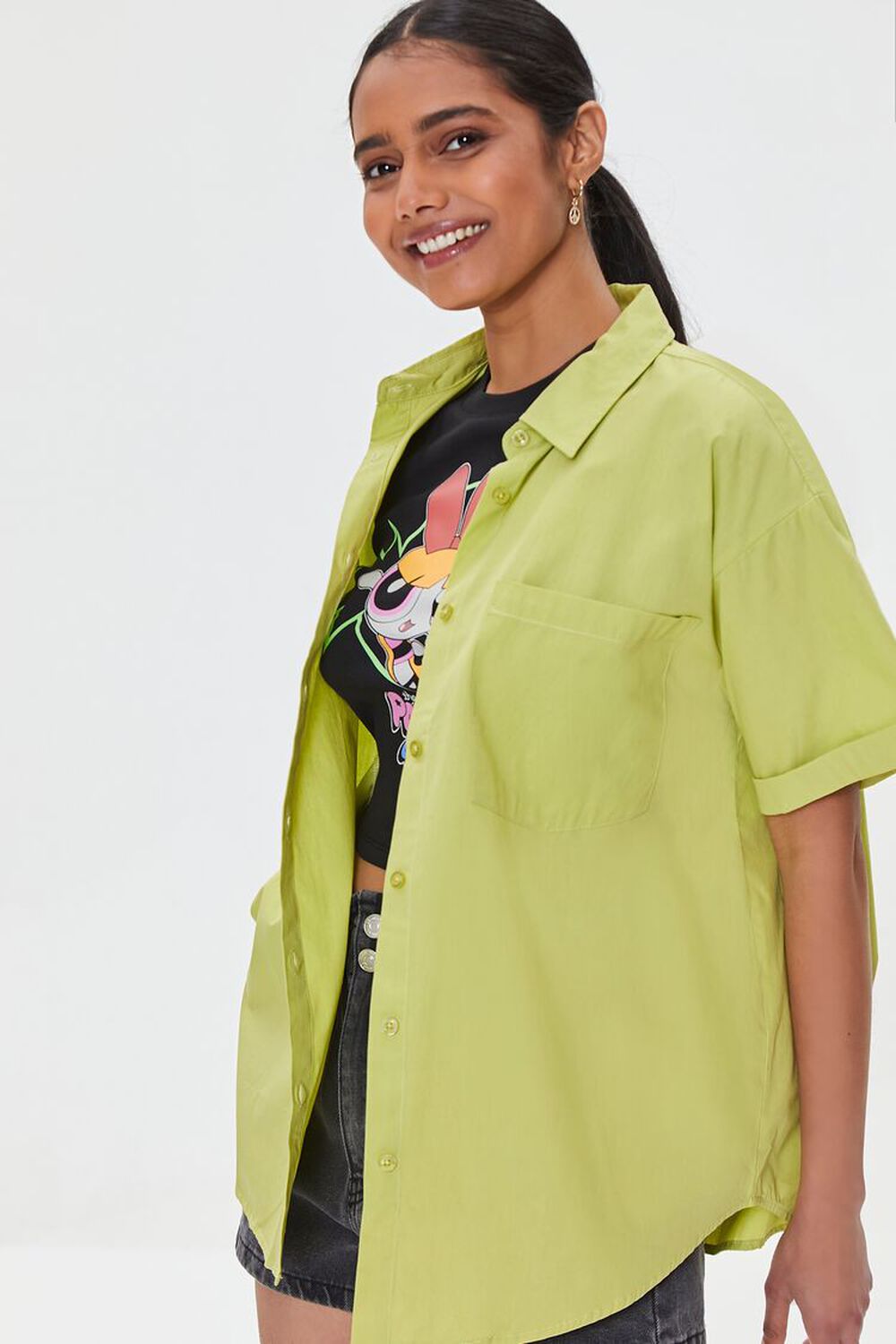GREEN BANANA Oversized Button-Front Shirt, image 1
