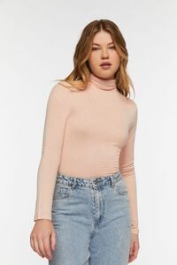 PINK Fitted Long-Sleeve Turtleneck Top, image 1