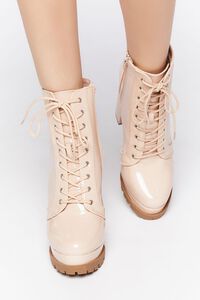 NUDE Faux Patent Leather Lace-Up Booties, image 4