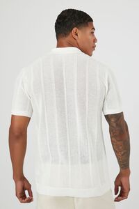 WHITE Ribbed Textured Polo Shirt, image 3