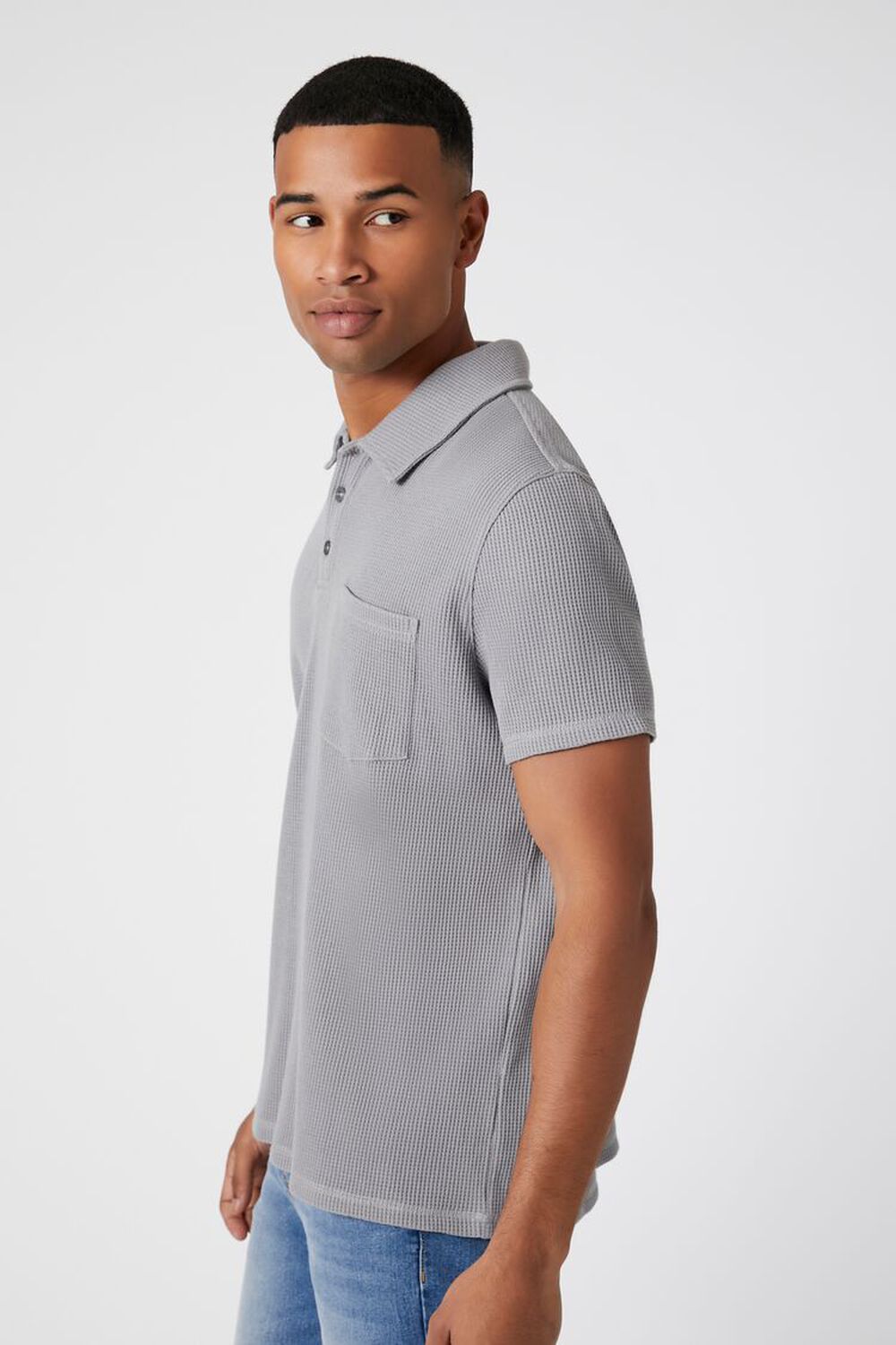 HARBOR GREY Ribbed Slim-Fit Pocket Polo Shirt, image 2