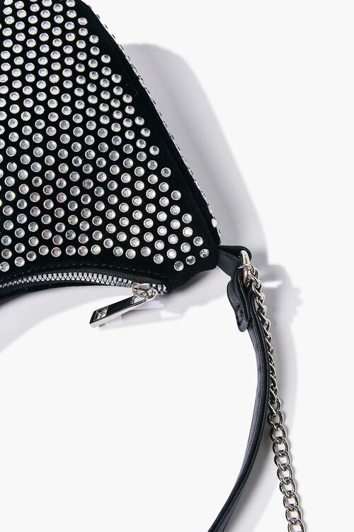 BLACK Embellished Chain Baguette Bag, image 5