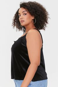 BLACK Plus Size Velvet Lace Cami, image 2