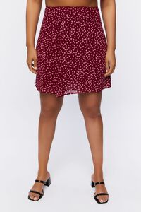 MAROON/MULTI Plus Size A-Line Mini Skirt, image 2