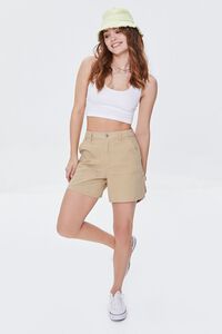 CAPPUCCINO Twill High-Rise Shorts, image 5