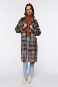 GREY/MULTI Plaid Buttoned Duster Jacket, image 4