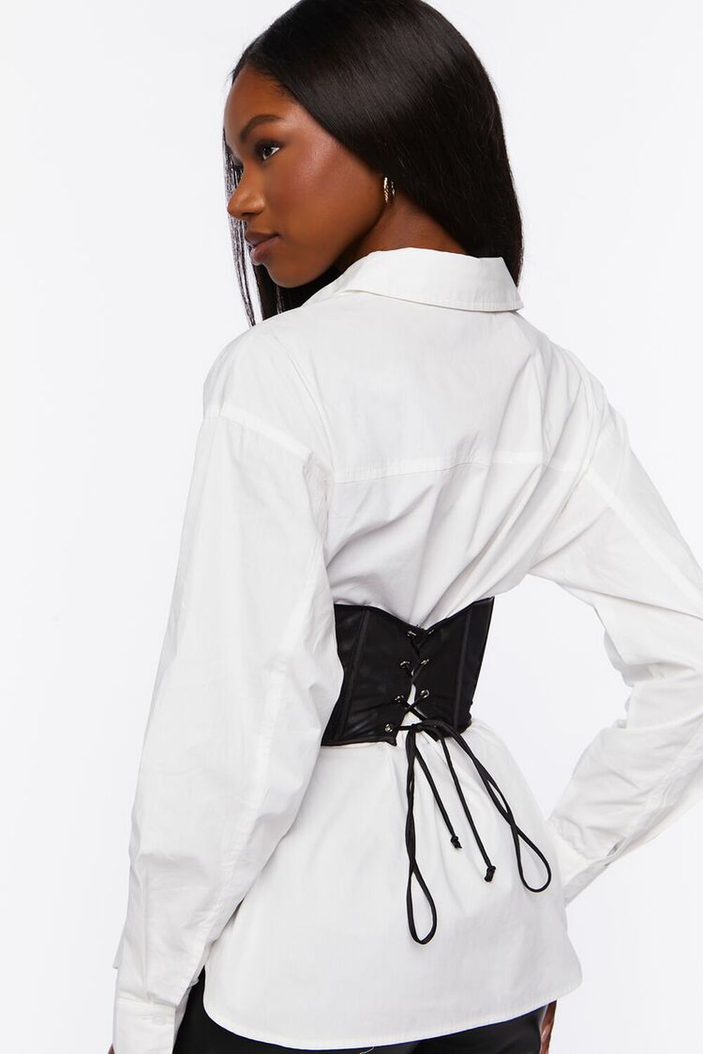 WHITE/BLACK Poplin Shirt & Corset Set, image 3