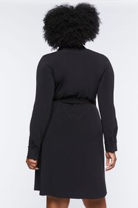BLACK Plus Size Plunging Wrap Mini Dress, image 3